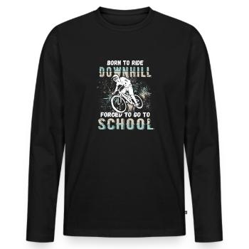 To Downhill Born to School Forced MTB - Men's Premium Organic Long Sleeve Shirt - black - Front - Nico (187cm)