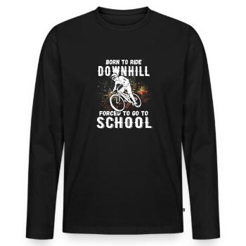 To Downhill Born to School Forced MTB - Men's Premium Organic Long Sleeve Shirt - black - Front - Nico (187cm)