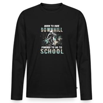 To Downhill Born to School Forced MTB - Men's Premium Organic Long Sleeve Shirt - black - Front - Nico (187cm)