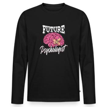 Future Psychologist - Therapy Psychology Brain - Men's Premium Organic Long Sleeve Shirt - black - Front - Nico (187cm)
