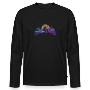 Mountain Bike MTB Nature Mountains Retro Vintage - Men's Premium Organic Long Sleeve Shirt - black - Front - Nico (187cm)