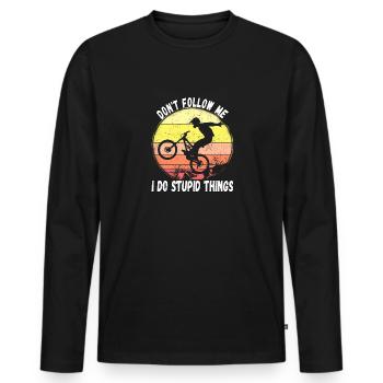Ne me suivez pas, je fais des choses stupides en VTT - T-shirt manches longues Premium bio Homme - noir - Devant - Nico (187cm)