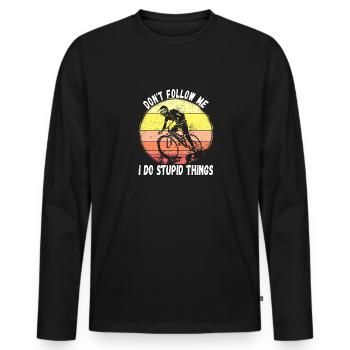Ne me suivez pas, je fais des choses stupides en VTT - T-shirt manches longues Premium bio Homme - noir - Devant - Nico (187cm)