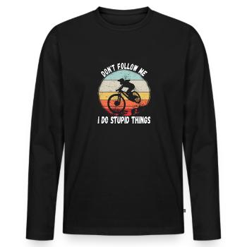 Ne me suivez pas, je fais des choses stupides en VTT - T-shirt manches longues Premium bio Homme - noir - Devant - Nico (187cm)