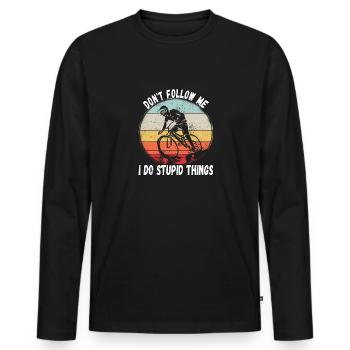 Ne me suivez pas, je fais des choses stupides en VTT - T-shirt manches longues Premium bio Homme - noir - Devant - Nico (187cm)