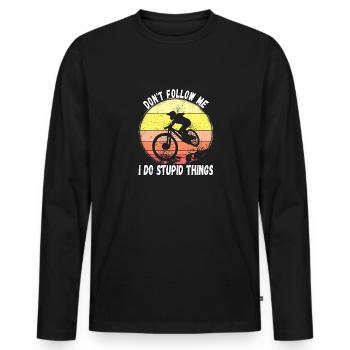 Ne me suivez pas, je fais des choses stupides en VTT - T-shirt manches longues Premium bio Homme - noir - Devant - Nico (187cm)