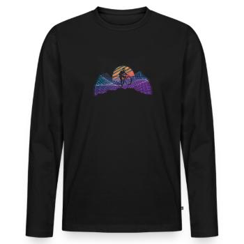 VTT VTT Nature Montagnes Rétro Vintage - T-shirt manches longues Premium bio Homme - noir - Devant - Nico (187cm)