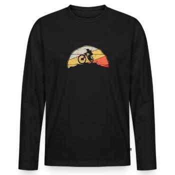 VTT VTT Nature Montagnes Rétro Vintage - T-shirt manches longues Premium bio Homme - noir - Devant - Nico (187cm)
