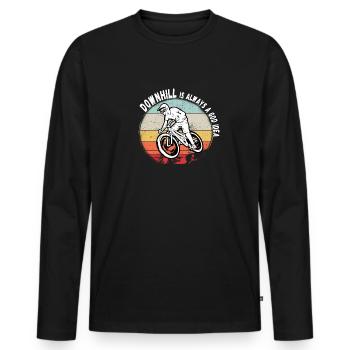 La descente est toujours une bonne idée VTT RetroVintage - T-shirt manches longues Premium bio Homme - noir - Devant - Nico (187cm)