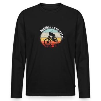La descente est toujours une bonne idée VTT RetroVintage - T-shirt manches longues Premium bio Homme - noir - Devant - Nico (187cm)