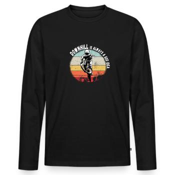 La descente est toujours une bonne idée VTT RetroVintage - T-shirt manches longues Premium bio Homme - noir - Devant - Nico (187cm)