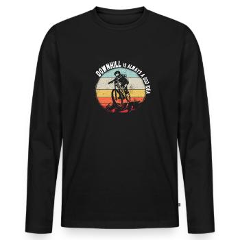 La descente est toujours une bonne idée VTT RetroVintage - T-shirt manches longues Premium bio Homme - noir - Devant - Nico (187cm)
