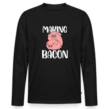 pig Design for a sexual jokes lover - Men's Premium Organic Long Sleeve Shirt - black - Front - Nico (187cm)