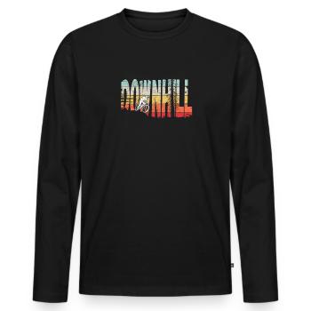 Downhill MTB Nature Mountains Retro Wave Vintage - Men's Premium Organic Long Sleeve Shirt - black - Front - Nico (187cm)