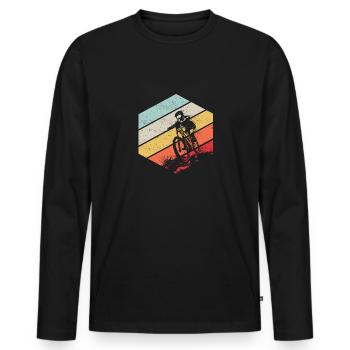 Downhill MTB Nature Mountains Retro Wave Vintage - Men's Premium Organic Long Sleeve Shirt - black - Front - Nico (187cm)