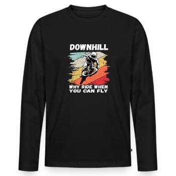 Pourquoi rouler quand vous pouvez voler VTT de descente - T-shirt manches longues Premium bio Homme - noir - Devant - Nico (187cm)