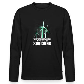 Wind turbine, wind power, wind energy - Men's Premium Organic Long Sleeve Shirt - black - Front - Nico (187cm)
