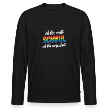 LGBTQ ich bin nicht Schwul ich bin Verzaubert - Männer Premium Bio Langarmshirt - Schwarz - Vorne - Nico (187cm)