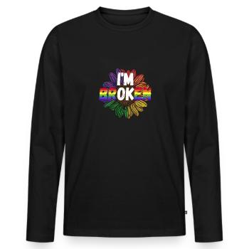 LGBTQ Pride I'm Ok - Human Rights - Men's Premium Organic Long Sleeve Shirt - black - Front - Nico (187cm)