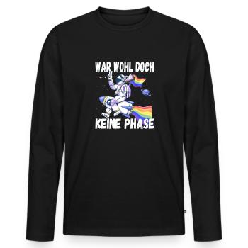 LGBTQ Pride Regenbogen War Wohl Doch Keine Phase - Männer Premium Bio Langarmshirt - Schwarz - Vorne - Nico (187cm)