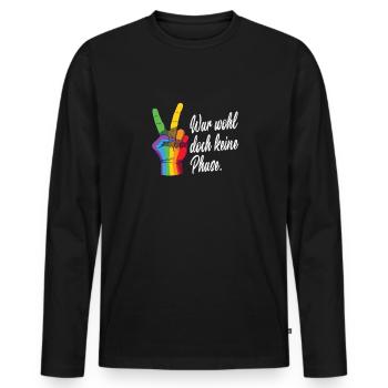 LGBTQ Pride Regenbogen War Wohl Doch Keine Phase - Männer Premium Bio Langarmshirt - Schwarz - Vorne - Nico (187cm)