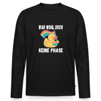LGBTQ Pride Regenbogen War Wohl Doch Keine Phase - Männer Premium Bio Langarmshirt - Schwarz - Vorne - Nico (187cm)