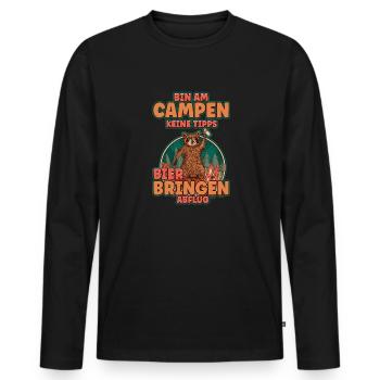 Bin am Campen keine Tipps Bier bringen Abflug Zelt - Männer Premium Bio Langarmshirt - Schwarz - Vorne - Nico (187cm)