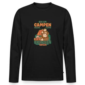 Bin am Campen keine Tipps Bier bringen Abflug Zelt - Männer Premium Bio Langarmshirt - Schwarz - Vorne - Nico (187cm)