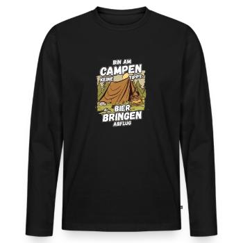 Bin am Campen keine Tipps Bier bringen Abflug Zelt - Männer Premium Bio Langarmshirt - Schwarz - Vorne - Nico (187cm)