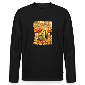 Ich Bin Ein Einfacher Mann Ich Mag Camping Bier - Männer Premium Bio Langarmshirt - Schwarz - Vorne - Nico (187cm)