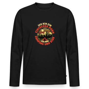 Ich Bin Ein Einfacher Mann Ich Mag Camping Bier - Männer Premium Bio Langarmshirt - Schwarz - Vorne - Nico (187cm)