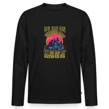 Ich Bin Ein Einfacher Mann Ich Mag Camping Bier - Männer Premium Bio Langarmshirt - Schwarz - Vorne - Nico (187cm)