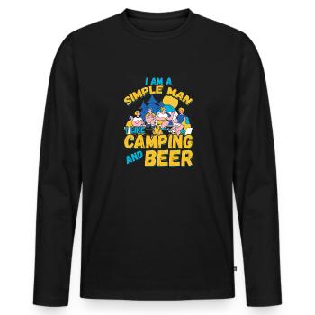 Ich Bin Ein Einfacher Mann Ich Mag Camping Bier - Männer Premium Bio Langarmshirt - Schwarz - Vorne - Nico (187cm)