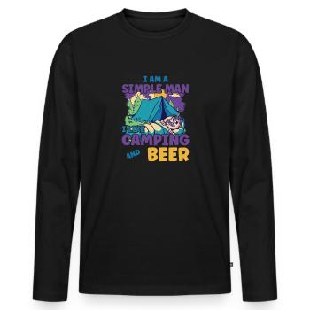I am a simple man I like camping beer - Men's Premium Organic Long Sleeve Shirt - black - Front - Nico (187cm)
