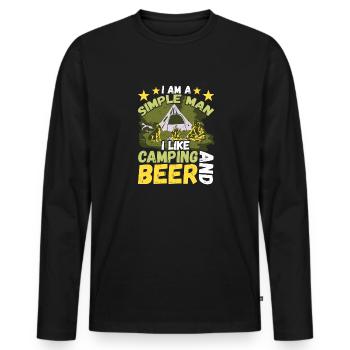 Ich Bin Ein Einfacher Mann Ich Mag Camping Bier - Männer Premium Bio Langarmshirt - Schwarz - Vorne - Nico (187cm)