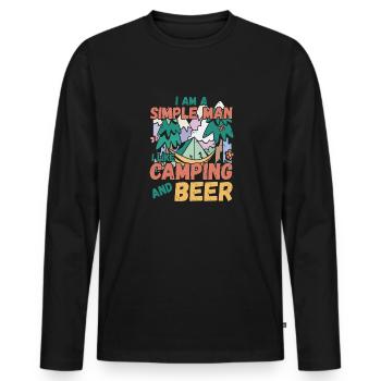 Ich Bin Ein Einfacher Mann Ich Mag Camping Bier - Männer Premium Bio Langarmshirt - Schwarz - Vorne - Nico (187cm)
