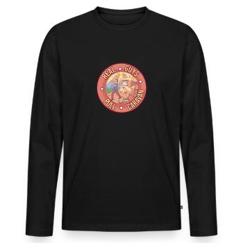 Real guys pull caravan camping camper nature - Men's Premium Organic Long Sleeve Shirt - black - Front - Nico (187cm)