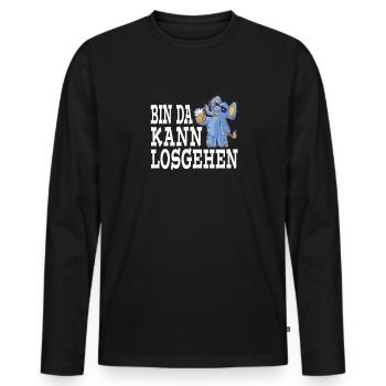 Bin da Kann losgehen Durstiger blauer Elefephant - Männer Premium Bio Langarmshirt - Schwarz - Vorne - Nico (187cm)