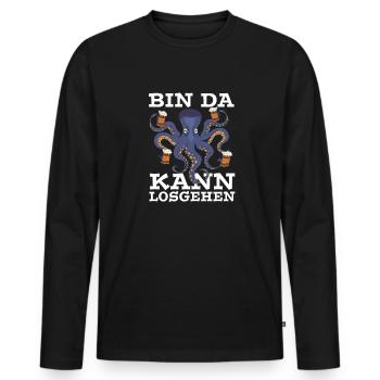 Bin da Kann losgehen Oktopus Achtarmig - Männer Premium Bio Langarmshirt - Schwarz - Vorne - Nico (187cm)