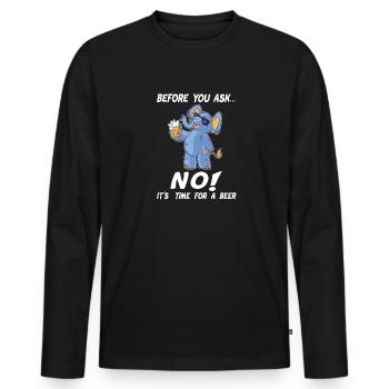 Before You Ask... NO! Durstiger blauer Elefephant - Männer Premium Bio Langarmshirt - Schwarz - Vorne - Nico (187cm)