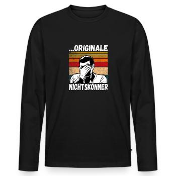 Originale Nichtskönner! Einmal mit Profis Arbeiten - Männer Premium Bio Langarmshirt - Schwarz - Vorne - Nico (187cm)