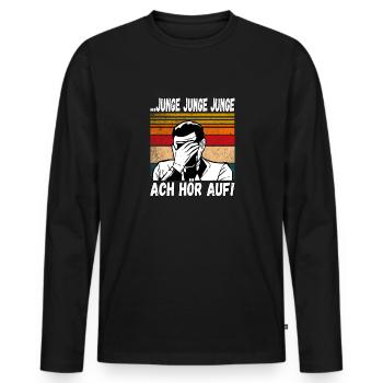 Junge Junge Junge ach Hör auf! Einmal mit Profis - Männer Premium Bio Langarmshirt - Schwarz - Vorne - Nico (187cm)