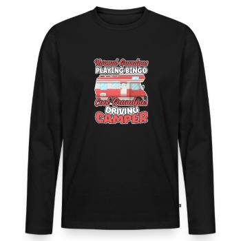 Grandpas Play Bingo Cool Grandpas Driving Motorhome - Men's Premium Organic Long Sleeve Shirt - black - Front - Nico (187cm)