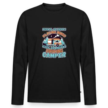 Grandpas Play Bingo Cool Grandpas Driving Motorhome - Men's Premium Organic Long Sleeve Shirt - black - Front - Nico (187cm)
