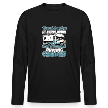 Grandpas Play Bingo Cool Grandpas Driving Motorhome - Men's Premium Organic Long Sleeve Shirt - black - Front - Nico (187cm)