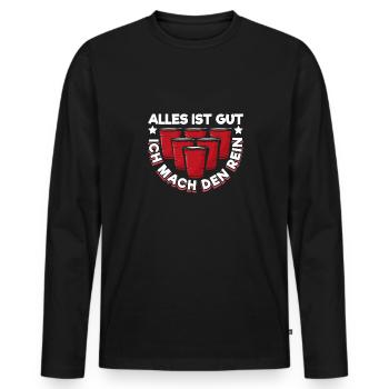 Bierpong Bier Pong Beerpong Beer Pong Trinkspiel - Männer Premium Bio Langarmshirt - Schwarz - Vorne - Nico (187cm)