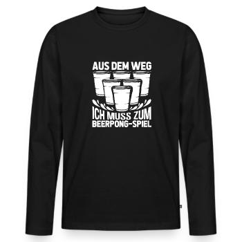 Bierpong Bier Pong Beerpong Beer Pong Trinkspiel - Männer Premium Bio Langarmshirt - Schwarz - Vorne - Nico (187cm)