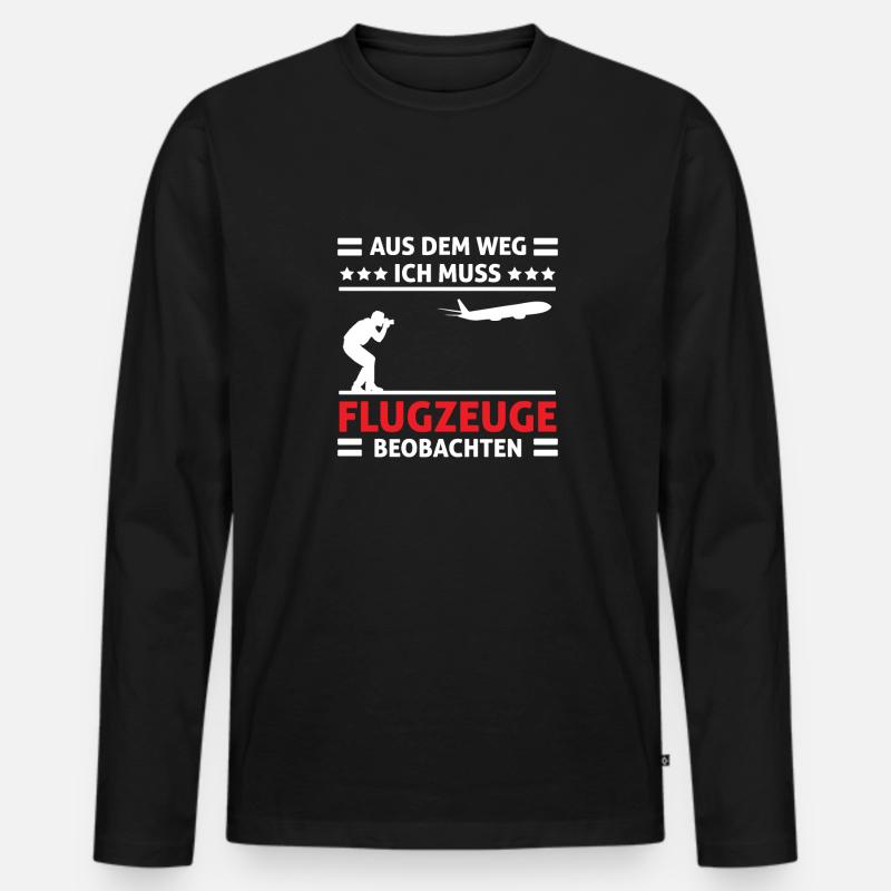 Planespotter Planespotting Flugzeug - Männer Premium Bio Langarmshirt - Schwarz