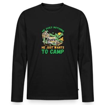 Der Tut Nix Der Will Nur Campen - Zelten Natur - Männer Premium Bio Langarmshirt - Schwarz - Vorne - Nico (187cm)