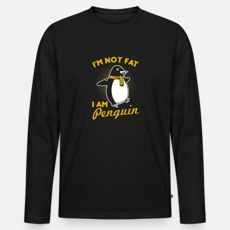 Fettpinguin - Männer Premium Bio Langarmshirt - Schwarz